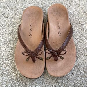 Vionic Bella Toe-Post Orthaheel Sandal 7.5 M Arch Support Comfort Flip Flop